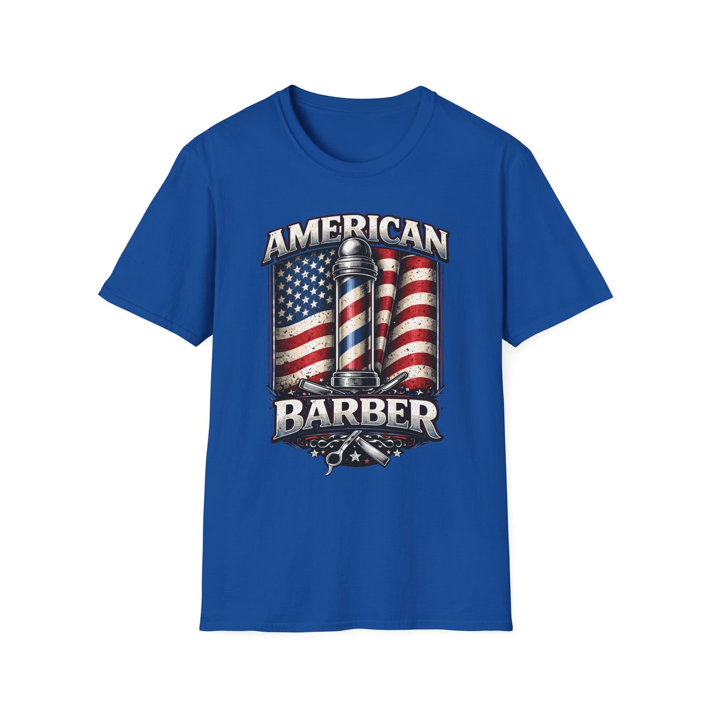 American Barber T-Shirt — Vintage Flag Barber Pole Tee