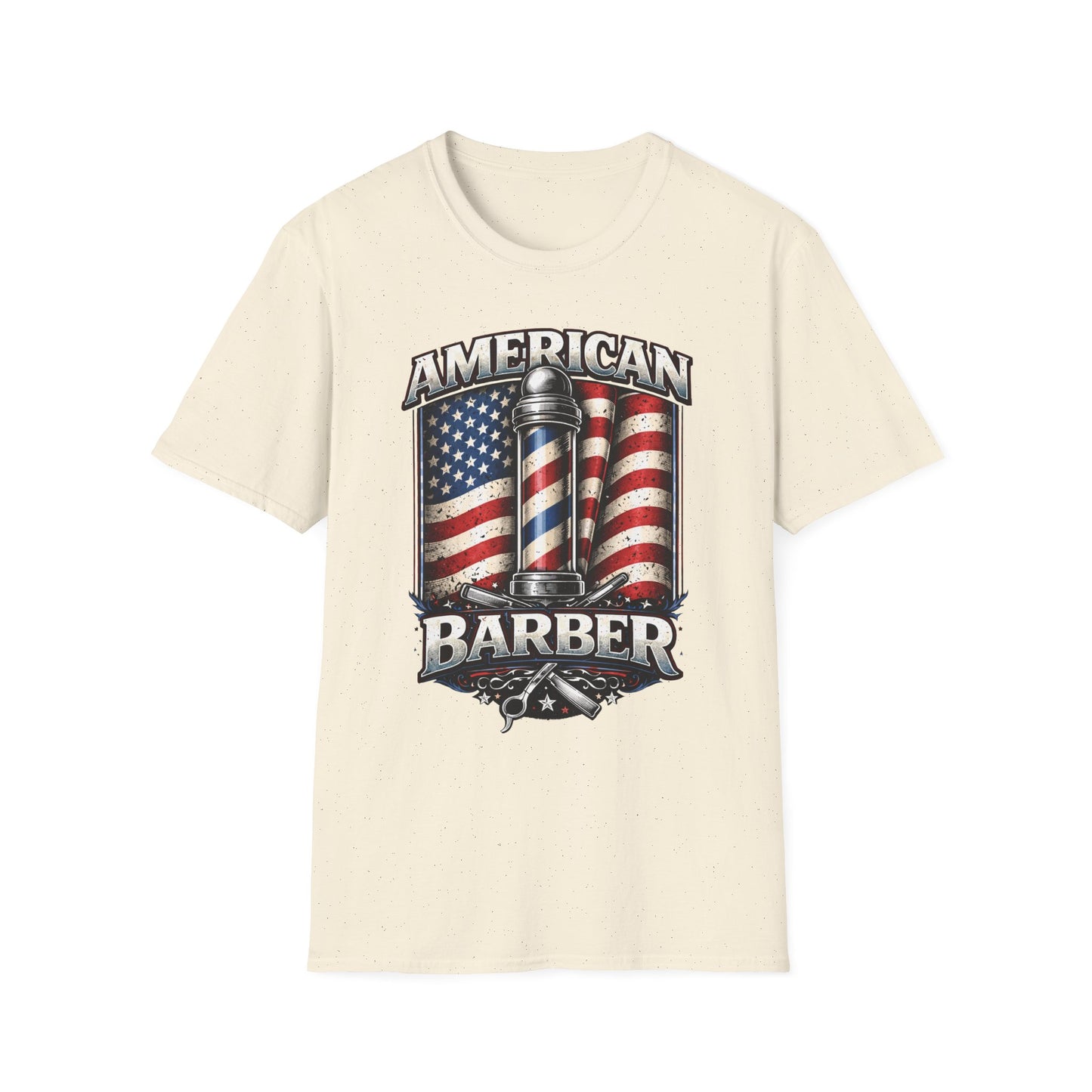 American Barber T-Shirt — Vintage Flag Barber Pole Tee